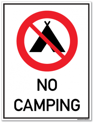 No camping telt