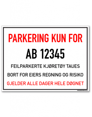Parkering forbudt Kun for