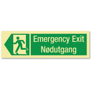 sikkerhetsskilt emergency exit venstre