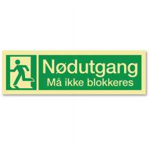 sikkerhetsskilt nødutgang må ikke blokkeres