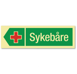 sikkerhetsskilt sykebåre venstre