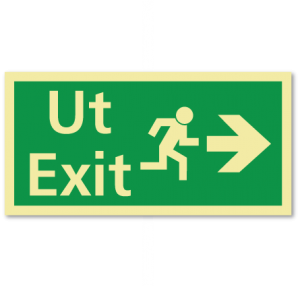 sikkerhetsskilt ut/exit høyre