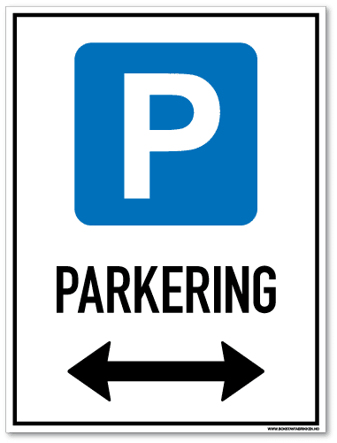 Parkeringsskilt som viser at det er lov å parkere på begge sider av skiltet