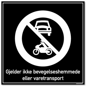 bevegelshemmede og varetransport skilt