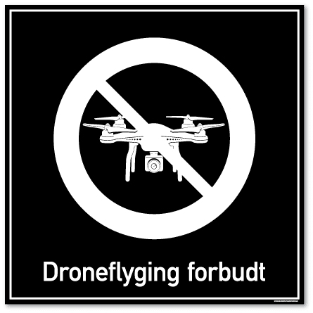 Droneflyging forbudt skilt