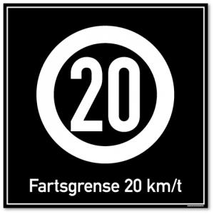 Fartsgrense 20 kmt skilt