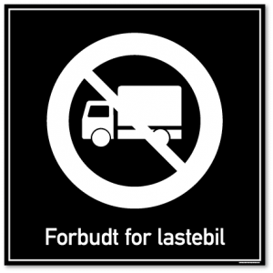 Forbudt for lastebil skilt