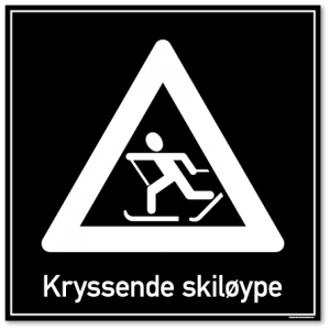 kryssende skiløype skilt