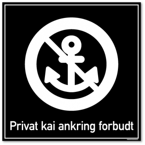 Privat kai ankring forbudt skilt