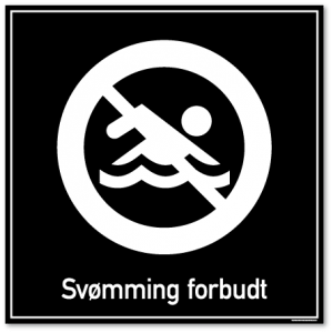 Svømming forbudt skilt