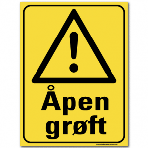 hms skilt Åpen grøft
