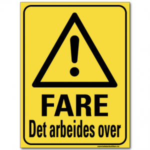 hms skilt Det arbeides over