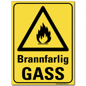 hms skilt Brannfarlig gass