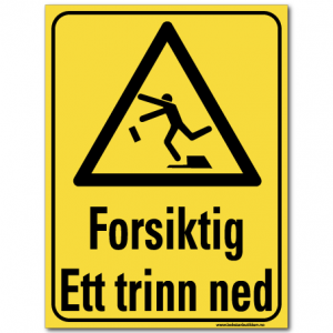 hms advarsel forsiktig ett trinn ned