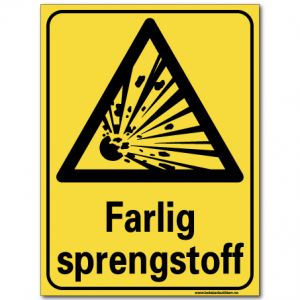 hms advarsel farlig sprengstoff