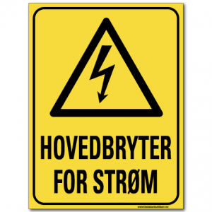 hms skilt hovedbryter for strøm