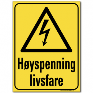 hms skilt Høyspenning livsfare