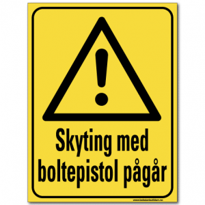 hms skilt Skyting med boltepistol