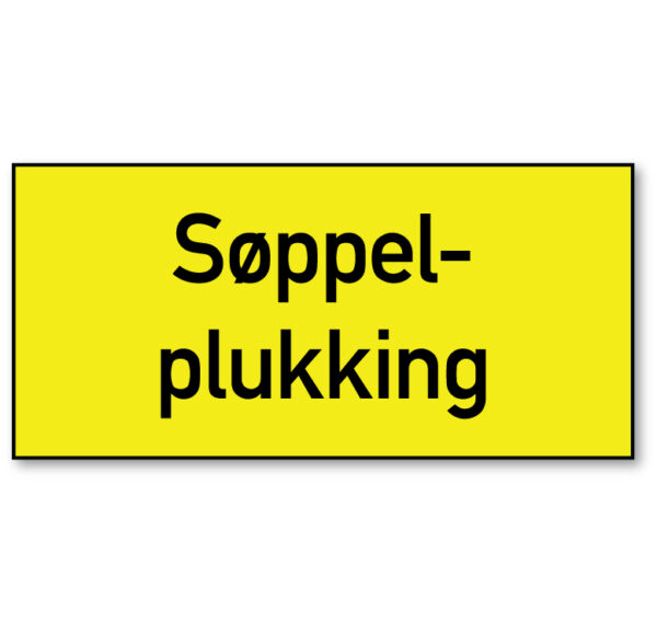 Arbeidsvarsling skilt som forteller at det foregår søppelplukking