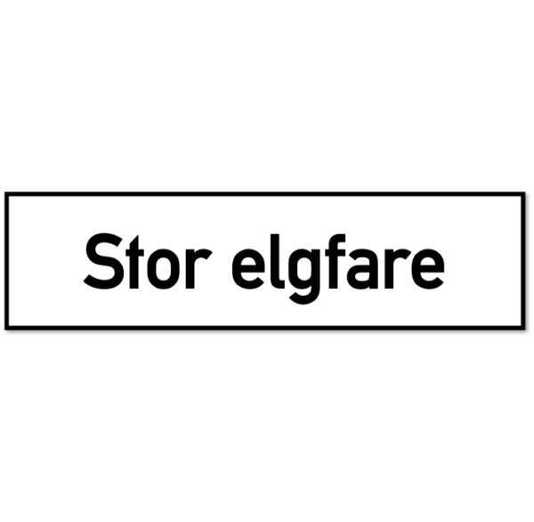 Underskilt for fareskilt som forteller at det er stor elgfare